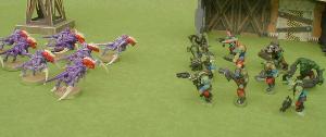 Warhammer 40k Tyranid Gaunts charge a Mob of Ork Yoofs